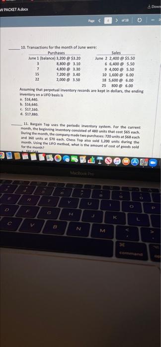  Down W PACKET A docx Pape > 16 10. Transactions for