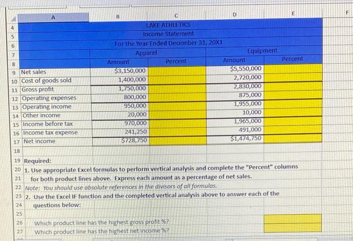 profitability KB 5 +1 Perform Vertical Analysis - Excel FORMULAS DATA REVIEW