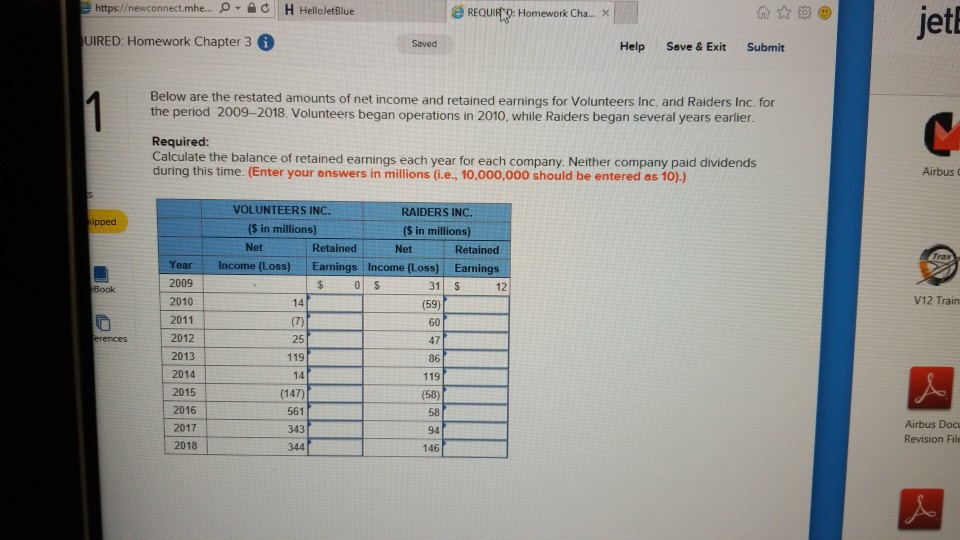  https:/ewconnect.mhe... - AC H HelloJetBlue REQUIRY: Homework Cha... X QUIRED: Homework