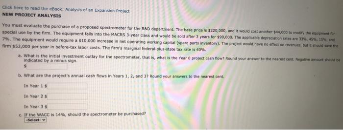 a proposed spectrometer for the R&D department. The base price is $220,000,