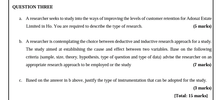  Please help me! It is URGENT QUESTION THREE a. A researcher