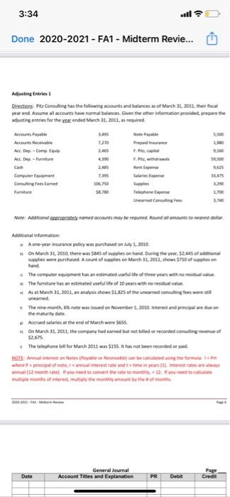 answer 3:34 Done 2020-2021 - FA1 - Midterm Revie... Adjusting Entries Direction