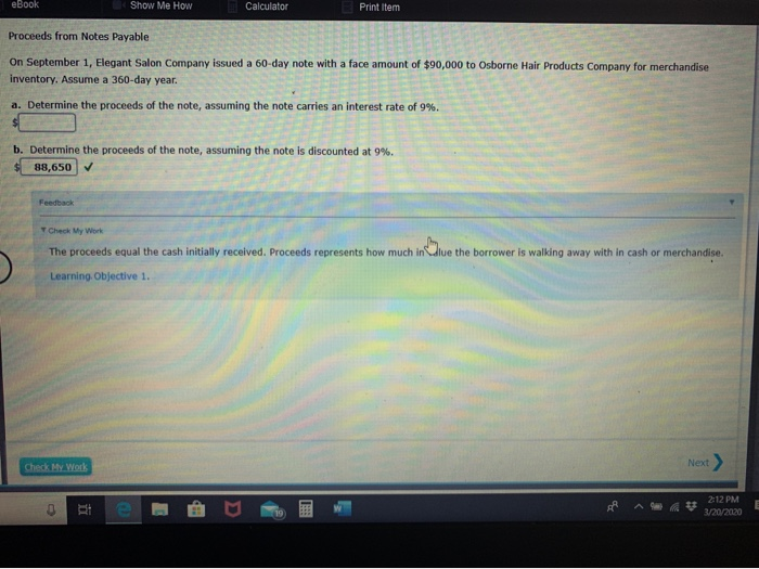  Show Me How Calculator Print item Proceeds from Notes Payable On