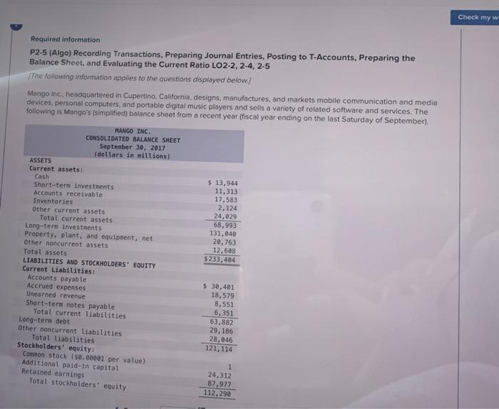  please fill oit the t accounts Check my w Required information