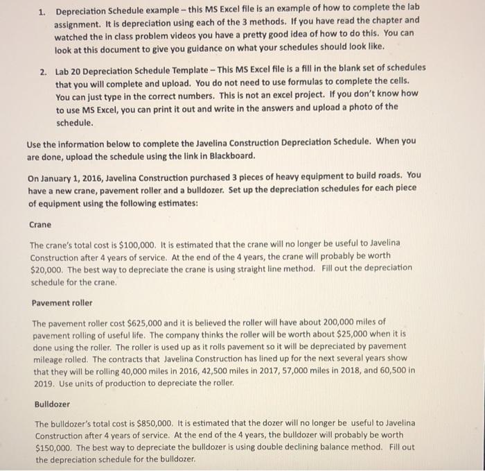  1. Depreciation Schedule example - this MS Excel file is an