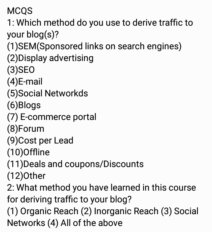 solove this MCQS MCQS 1: Which method do you use to
