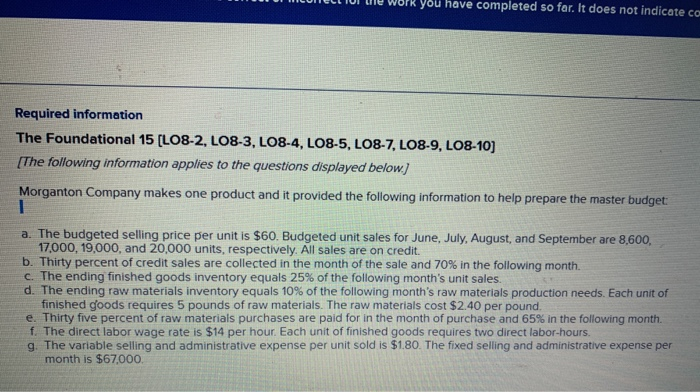  ELIUI DIE WOPR you have completed so far. It does not