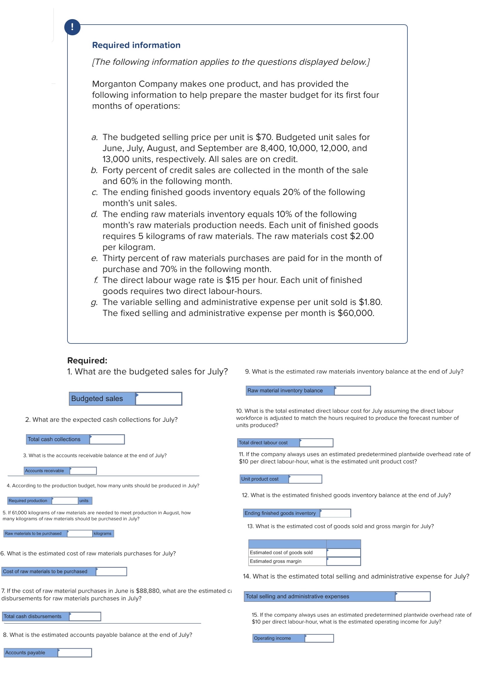  !Answer required answer Required information [The following information applies to the