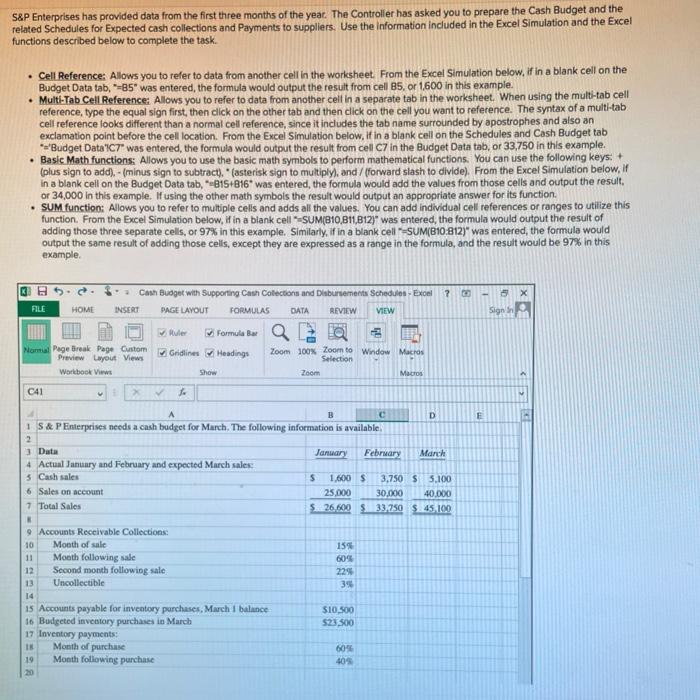  S&P Enterprises has provided data from the first three months of