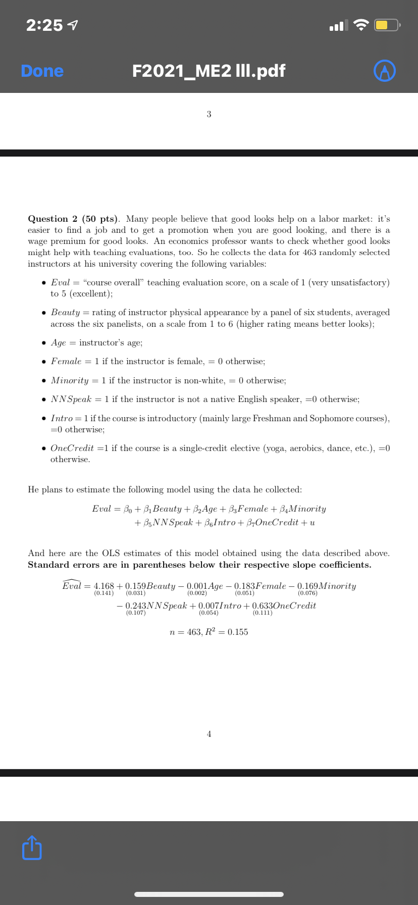 statements are true or false. Only clearly explained answers earn full credit.
