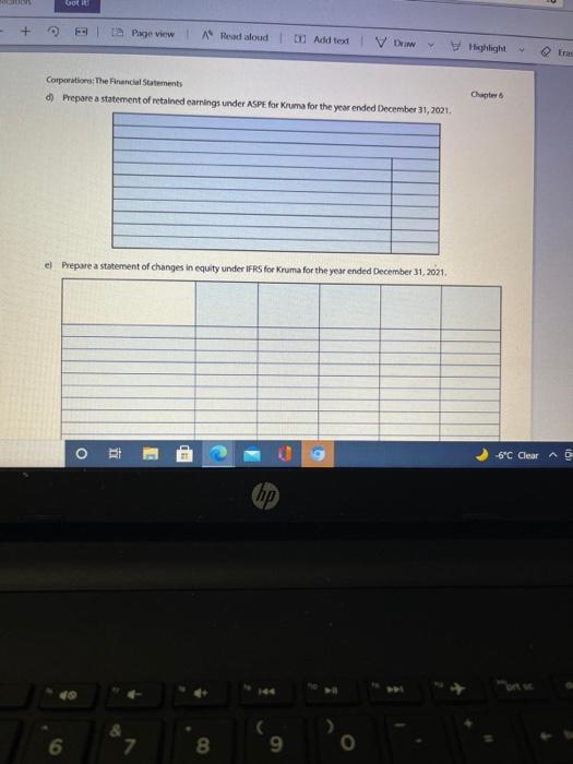 as at December 31, 2020, shows the following information Kruma Company Statement