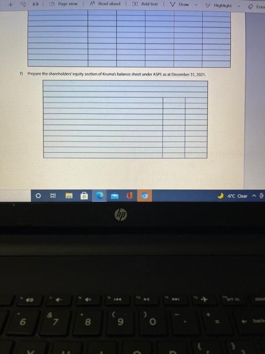 of Financial Position (partial) As at December 31, 2020 Shareholders' Equity Contributed