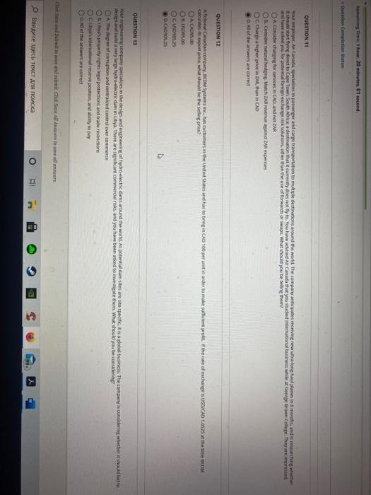  time thou 20 minutes 01 second Question content QUESTION 11 Your