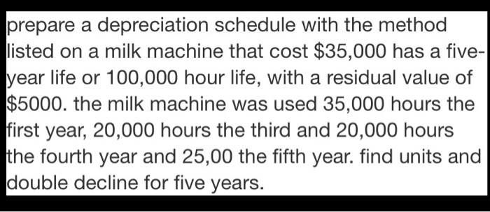 Please find the double decline depreciation for five years. Please show the