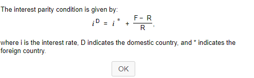Given the following data: R = $1.00/ F = $1.00/ i U.S.