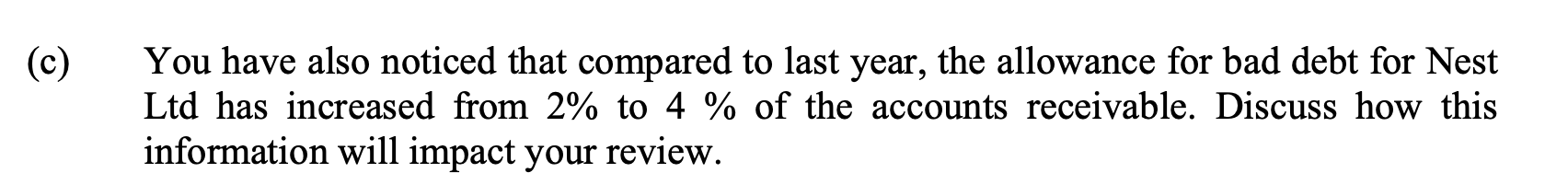 have also noticed that compared to last year, the allowance for bad