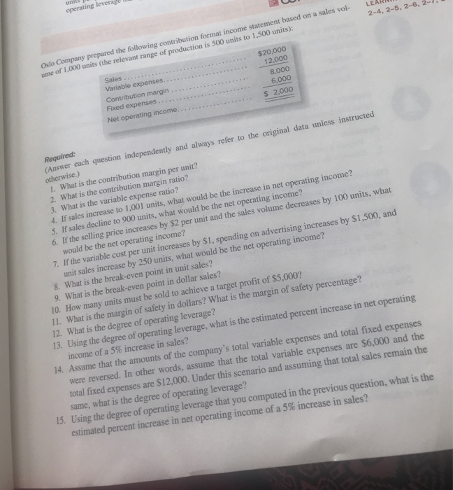 cents per unit, and the num EXERCISE 2-14 Break-Even and Target Profit