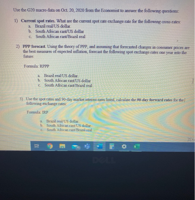  Use the G20 macro data on Oct. 20, 2020 from the