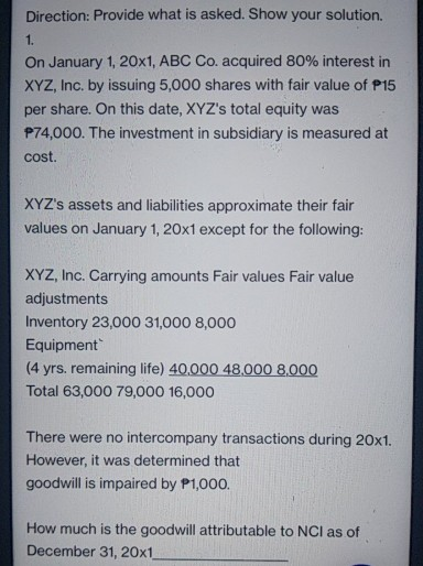  Direction: Provide what is asked. Show your solution 1. On January