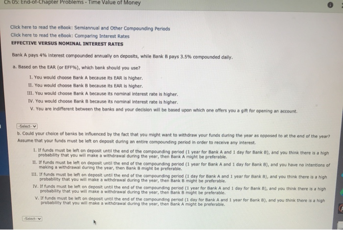  Ch 05: End-of-Chapter Problems - Time Value of Money Click here