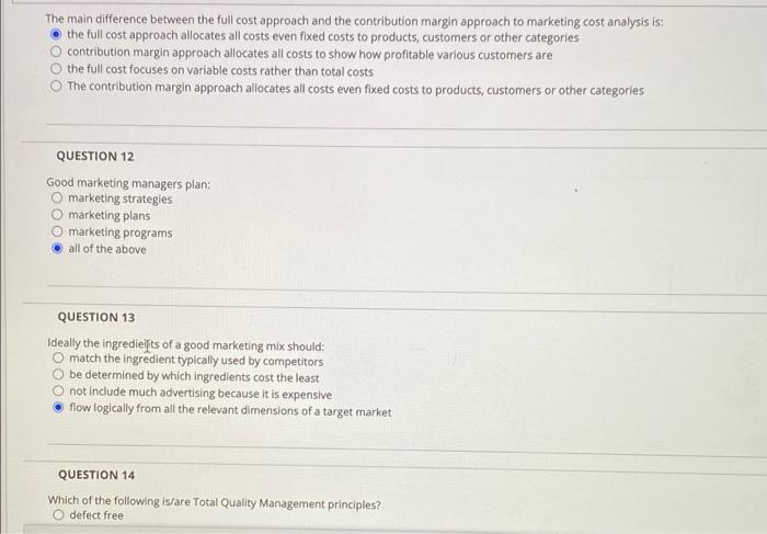  The main difference between the full cost approach and the contribution