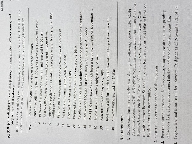 Please help me with this problem P2-36B - Please include ledger, journal,