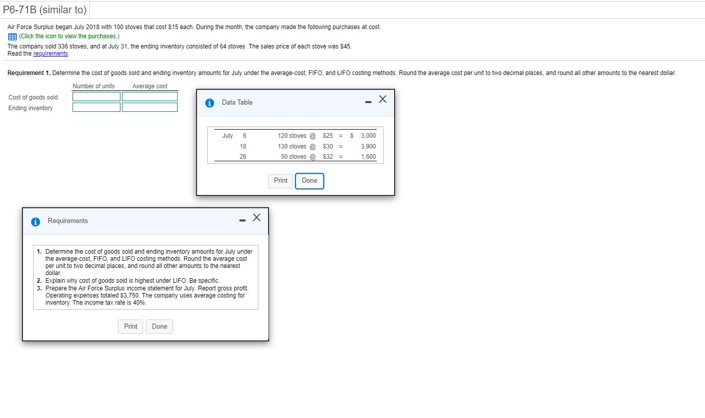 please help with the requirements on this problem P6-71B (similar to) Air
