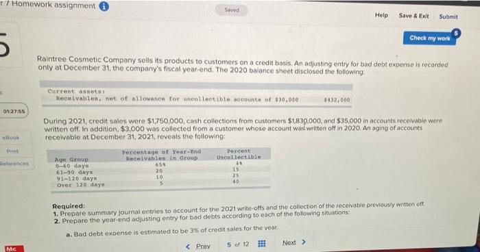  17 Homework assignment Saved Help Save & Exit Submit Check my