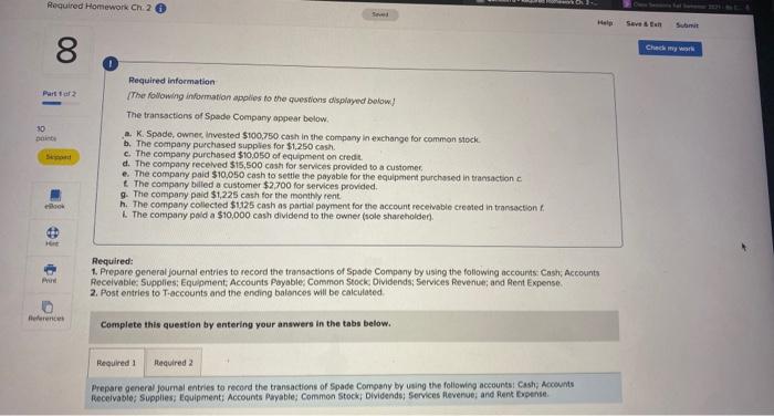  Required Homework Ch20 Submit 00 Part 2 30 inte Required information