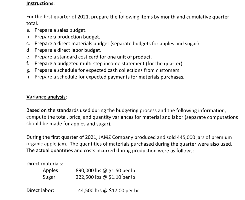 committee is in the process of preparing budgets for the first quarter
