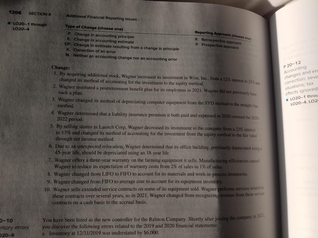  1206 SECTION 4 Additional Financial Reporting Issues LO20-1 through LO20-4 Type