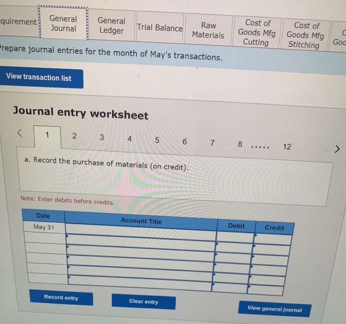 All direct materials enter production at the beginning of the Cutting process.