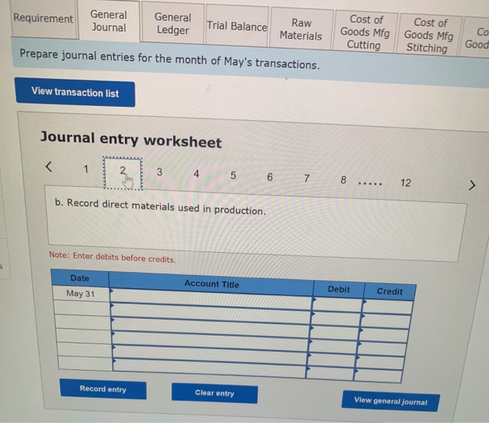 The following information is available regarding its May inventories: Raw materials inventory