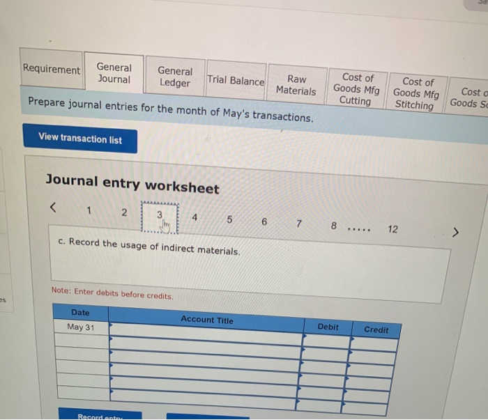 Work in process inventory-Cutting Work in process inventory-Stitching Finished goods inventory Beginning
