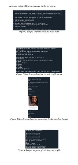 user budget and genre-specific requirements, the system can calculate and display statistics