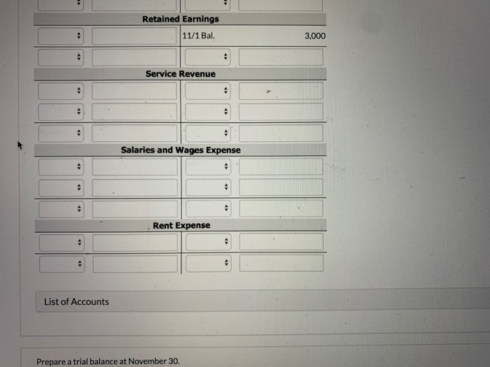 following summary transactions were completed. Nov. 8 Paid $1,220 for salaries due