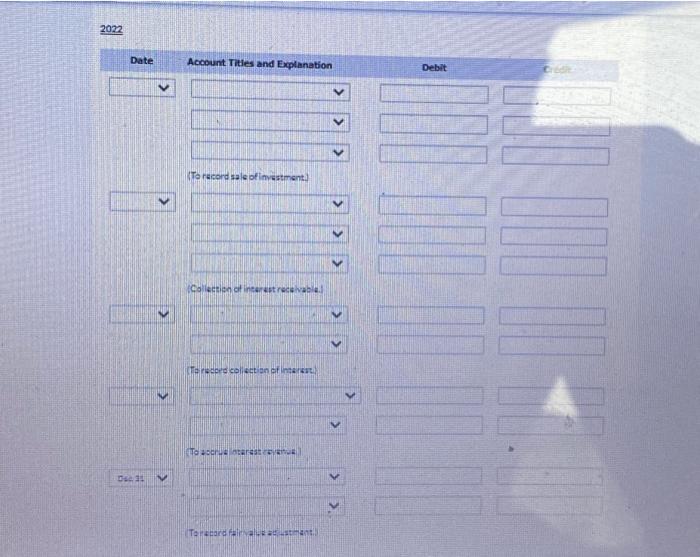 investments held for trading Blue is a public company and has a