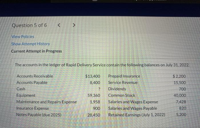 July 2022. (List items that increase retained earnings first.) RAPID DELIVERY SERVICE