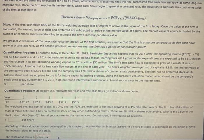  CASTS for 5 to 10 years, alter which it is assumed