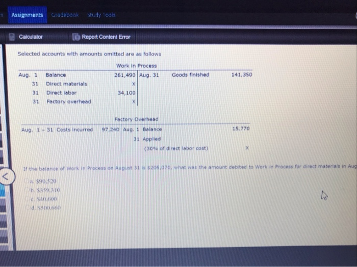  Assignments Gradebook Study cols Calculator Report Content Error Selected accounts with