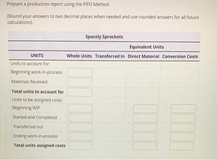 process cost system. Below are the cost and production data from the