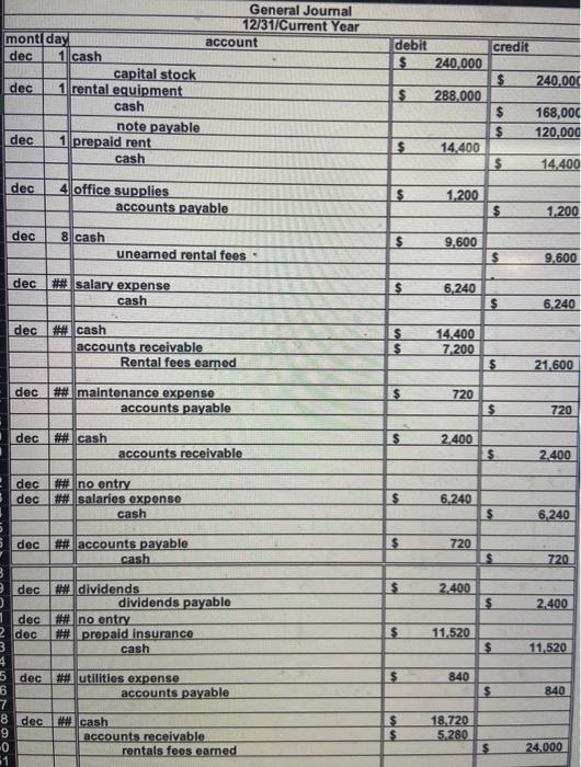  problem 10.11: given the general journal entry and the adjusted entry,