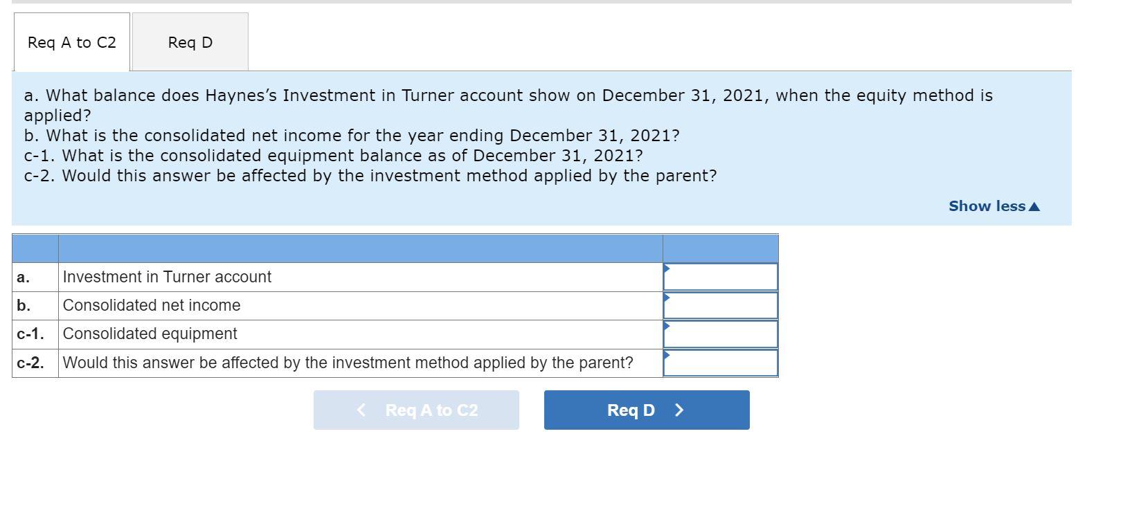 initial value method. Prepare entry *C if the parent used the partial