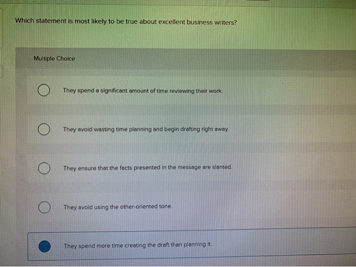  Which statement is most likely to be true about excellent business