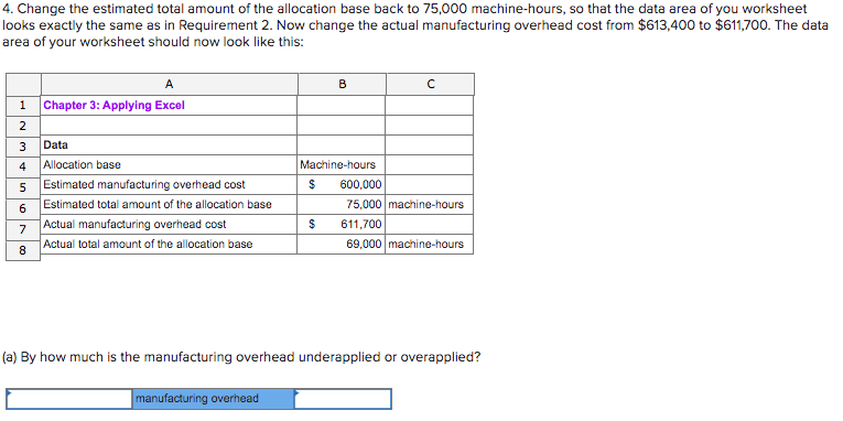 like this: B Chapter 3: Applying Excel 1 2 3 Data 4