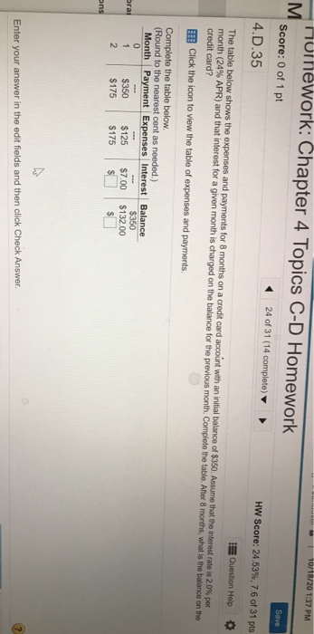  10/18/20 1:37 PM Homework: Chapter 4 Topics C-D Homework M Save