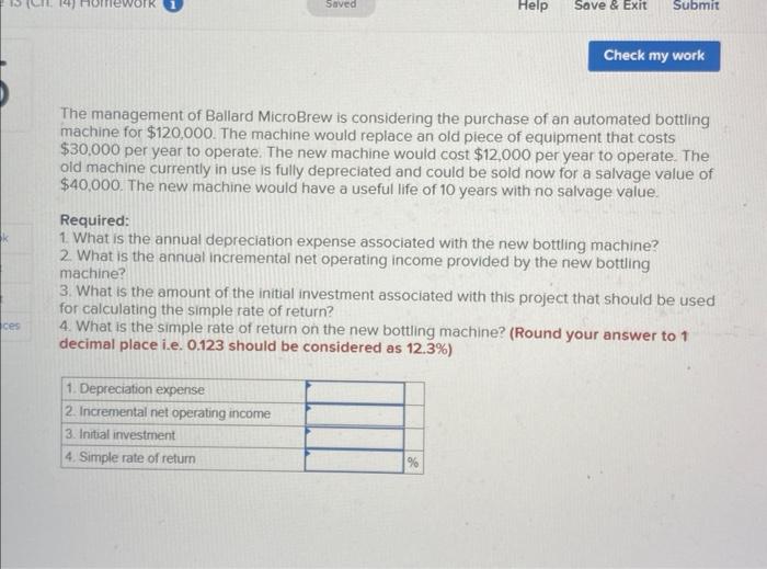  1 Homework Saved Help Save & Exit Submit Check my work