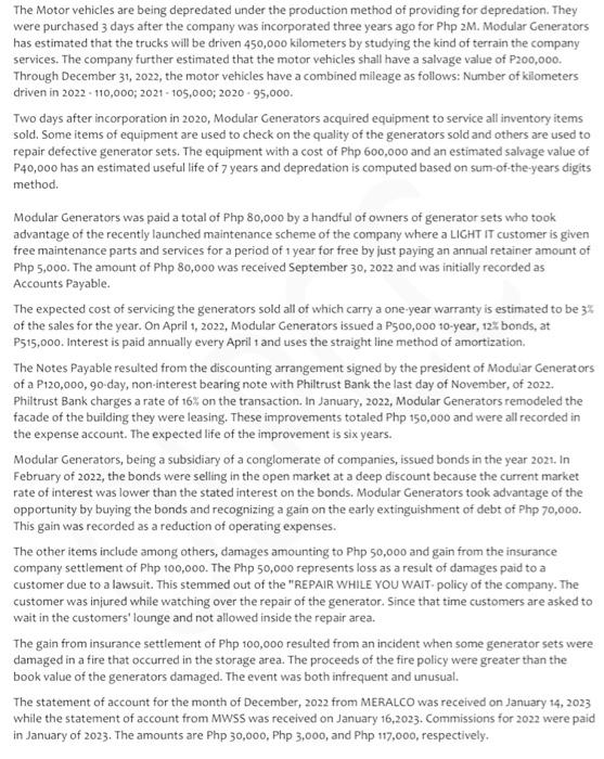 helppp MODULAR GENERATORS You are given by the Controller, JVC Humabol, of