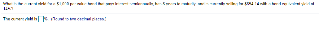  What is the current yield for a $1,000 par value bond