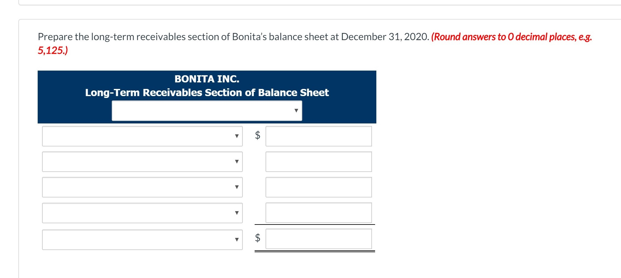 had the following long-term receivable account balances at December 31, 2019. Note